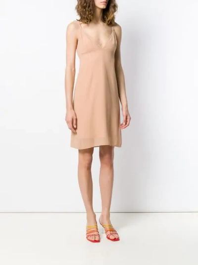 Shop Erika Cavallini V-neck Slip Dress In Neutrals