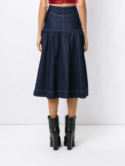 Shop Andrea Bogosian Denim Midi Skirt In Blue