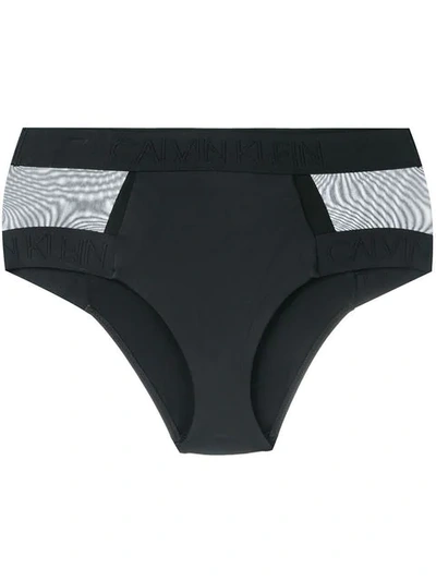 Shop Calvin Klein Sheer Panel Bikini Bottoms In Black