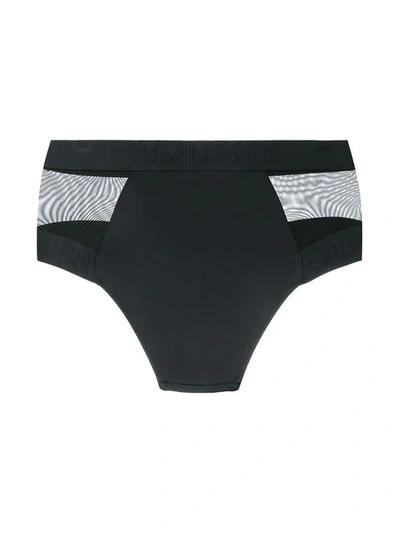 Shop Calvin Klein Sheer Panel Bikini Bottoms In Black