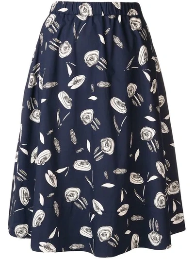 Shop Antonelli Rose Print Midi Skirt In Blue