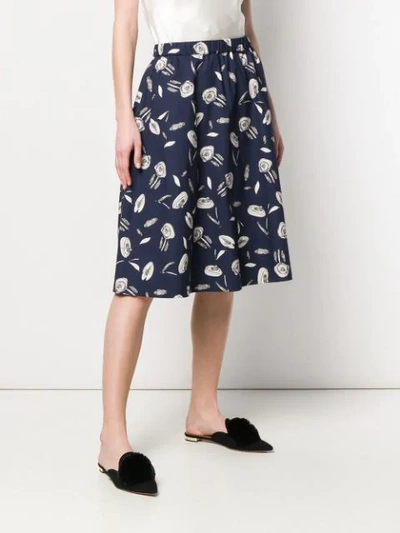 Shop Antonelli Rose Print Midi Skirt In Blue