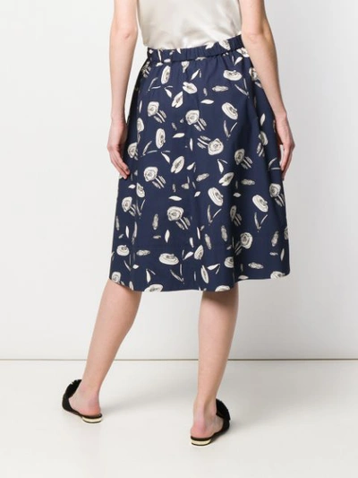 Shop Antonelli Rose Print Midi Skirt In Blue