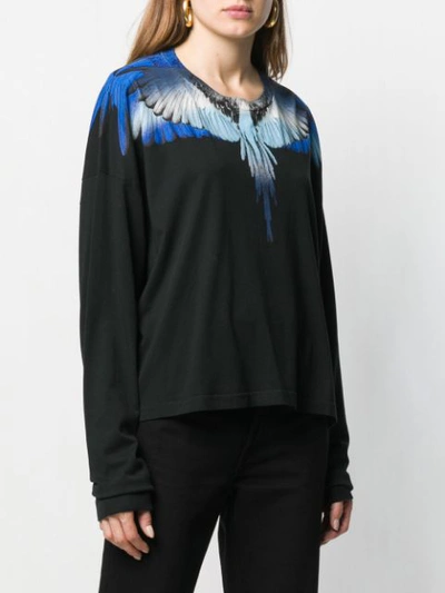 Shop Marcelo Burlon County Of Milan Long Sleeved Wings T-shirt - Black