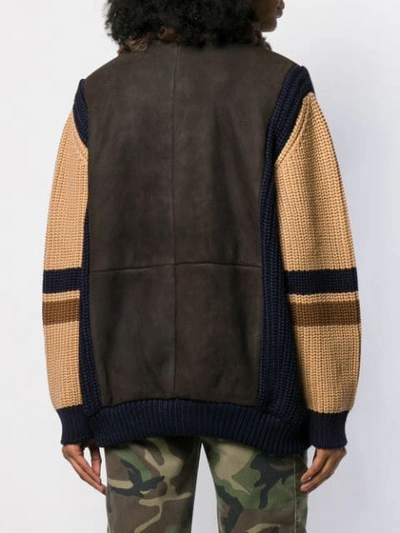 MIU MIU KNITTED SHEARLING JACKET - 棕色