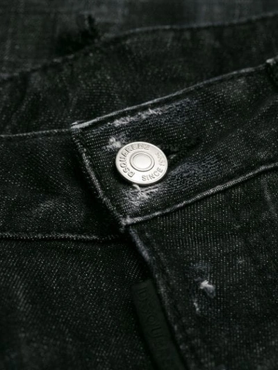Shop Dsquared2 Distressed Logo-stripe Jeans In Black