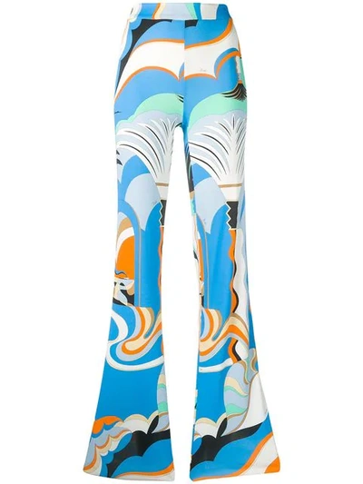 Shop Emilio Pucci Geometric Print Trousers In Blue