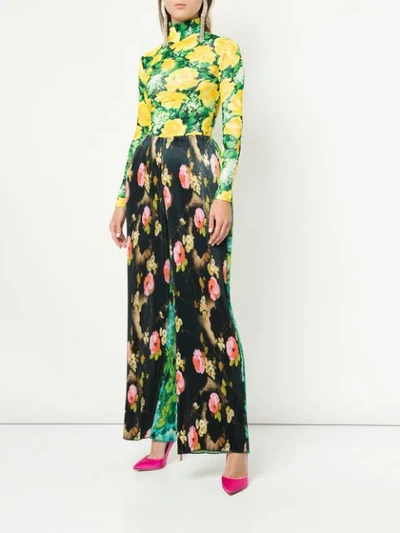 Shop Richard Quinn Floral Print Palazzo Trousers In Green