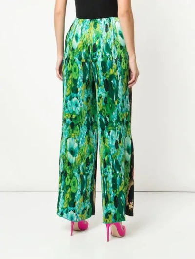 Shop Richard Quinn Floral Print Palazzo Trousers In Green