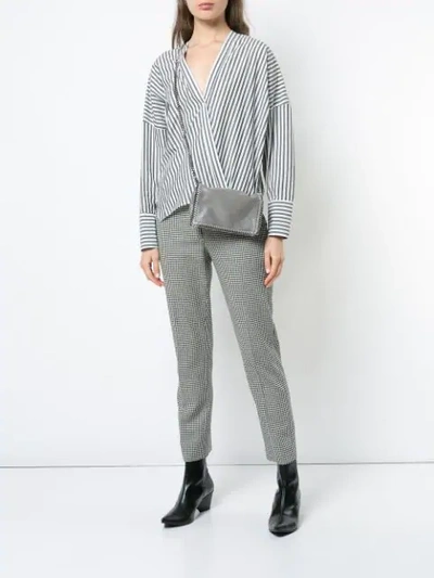 Shop Nili Lotan Striped Single Button Shirt In Grey