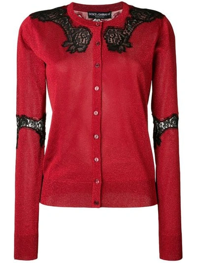 Shop Dolce & Gabbana Embroidered Cardigan In Red