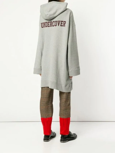 Shop Undercover Long Hooded Sweatshirt In Grey