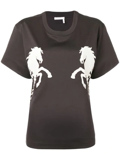Shop Chloé Horse Print T In Black