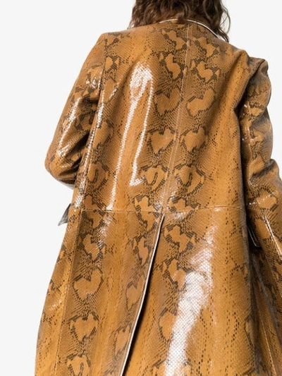 Shop Marni Snakeskin-print Single-breasted Coat In Neutrals