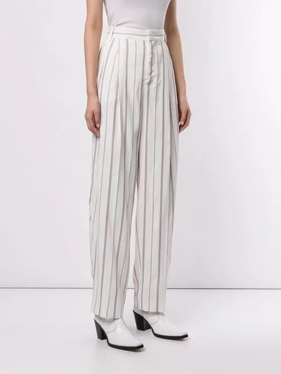 Shop Joseph Striped Straight-leg Trousers In White