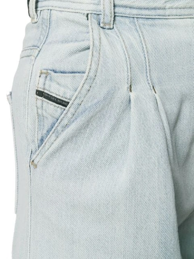 Shop Diesel Black Gold Cropped Wide Jeans In Light-cast Denim In Blue