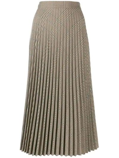 Shop Mm6 Maison Margiela Pleated Check Skirt In 001f Check Beige