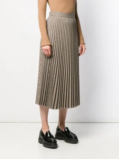 Shop Mm6 Maison Margiela Pleated Check Skirt In 001f Check Beige