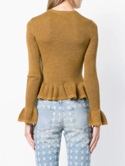 Shop See By Chloé Peplum Knit Jumper In Brown