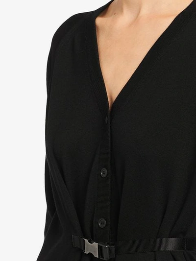 Shop Prada Buckle Detail Cardigan In Black