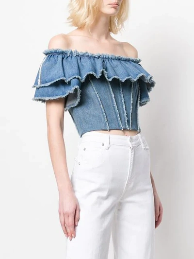 Shop Dolce & Gabbana Off-the-shoulder Denim Top In Blue