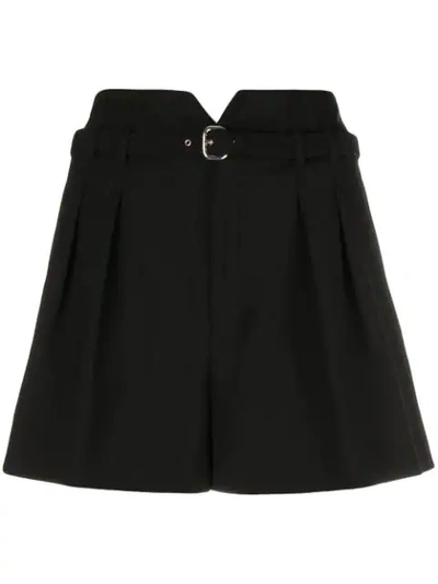 Shop Red Valentino Pleated Shorts In Black