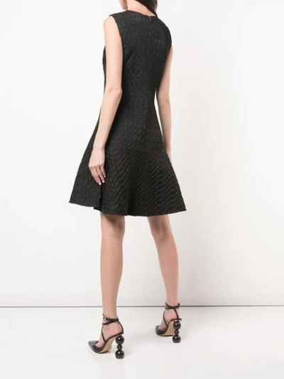 Shop Josie Natori Jacquard Fit And Flare Dress In Black