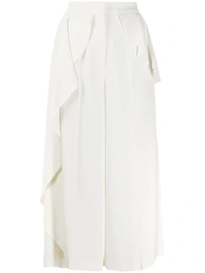 Shop Alexander Mcqueen Peplum Drape Culottes In White
