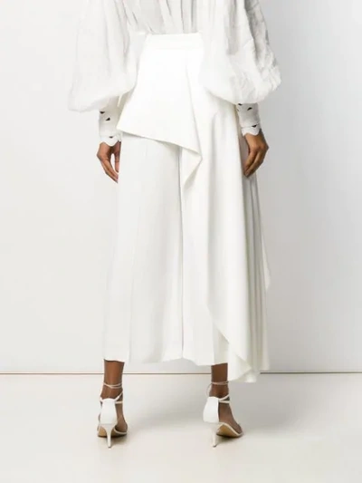 Shop Alexander Mcqueen Peplum Drape Culottes In White