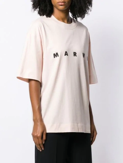 Shop Marni Oversized Logo T-shirt In Pink