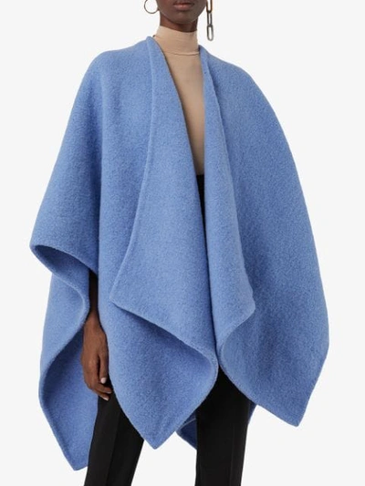 Shop Burberry Embroidered Skyline Poncho In Blue