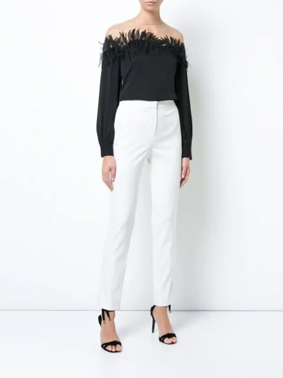 Shop Oscar De La Renta Skinny Trousers In White