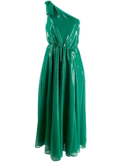 Shop Msgm Sequined Off The Shoulder Dress In Green