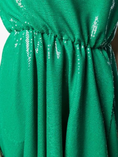 Shop Msgm Sequined Off The Shoulder Dress In Green