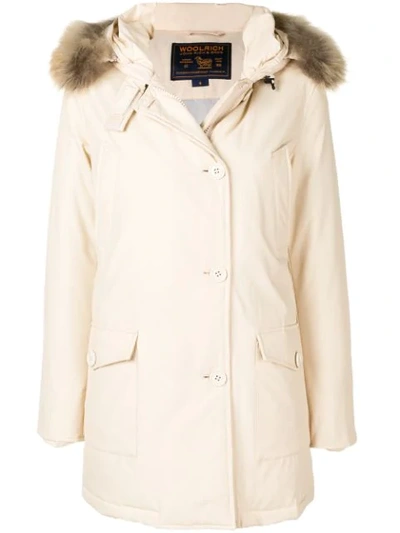 Shop Woolrich Padded Hooded Coat - Neutrals