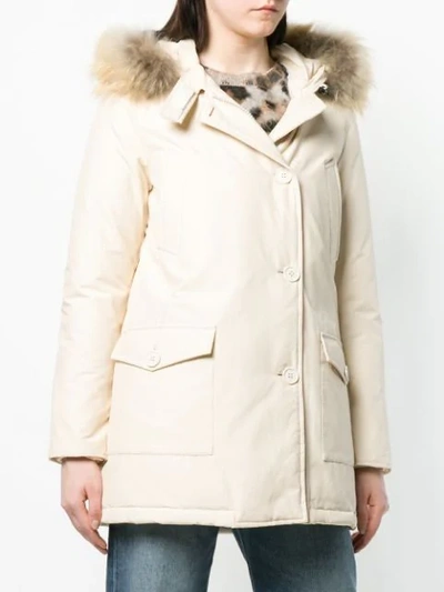 Shop Woolrich Padded Hooded Coat - Neutrals