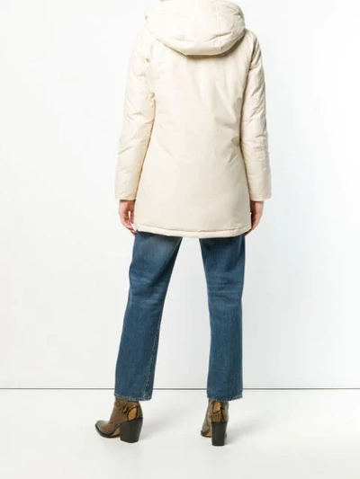 Shop Woolrich Padded Hooded Coat - Neutrals