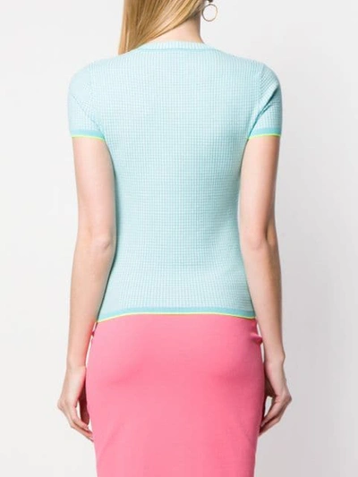 Shop Barrie Cashmere Grid Top In Blue