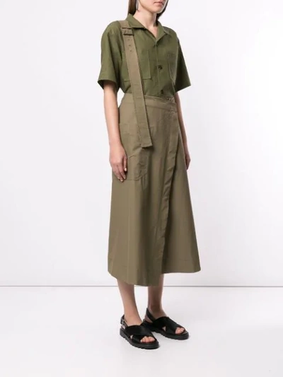 Shop Gvgv Single Suspender Twill Skirt In Green