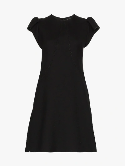 Shop Giambattista Valli Silk Crepe Gathered Sleeve Dress In Black