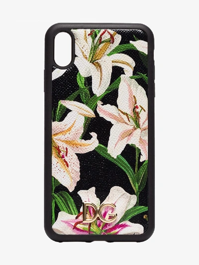 Shop Dolce & Gabbana Black Floral Leather Iphone Xs Max Case In Multicolour
