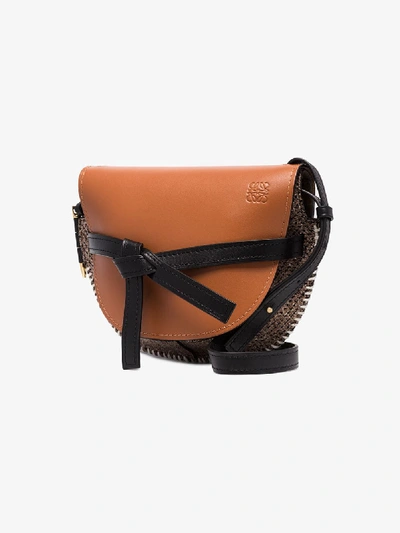 Shop Loewe Brown And Black Gate Leather Shoulder Bag