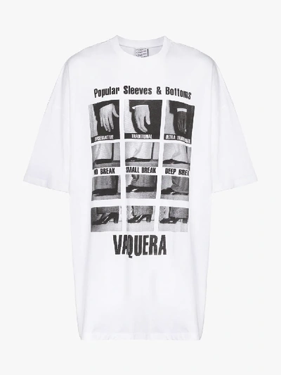 Shop Vaquera Oversized Printed Cotton T-shirt In White