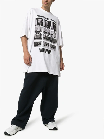 Shop Vaquera Oversized Printed Cotton T-shirt In White