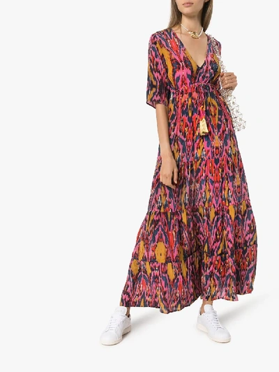 Shop Figue Kalila Printed Silk Maxi Dress In Noifp