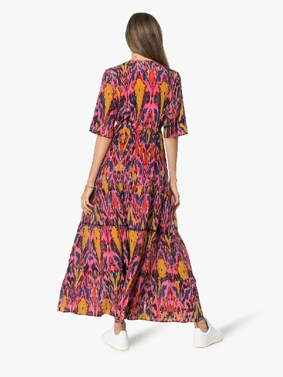 Shop Figue Kalila Printed Silk Maxi Dress In Noifp