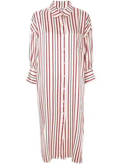 Shop Anine Bing Striped Milly Shirt Dress In Red