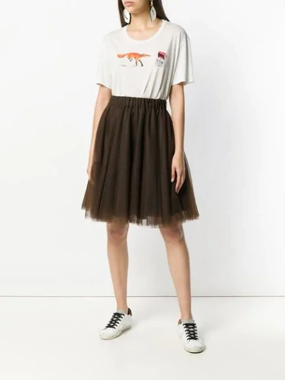 Shop P.a.r.o.s.h Pleated Tulle Skirt In Brown