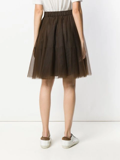 Shop P.a.r.o.s.h Pleated Tulle Skirt In Brown