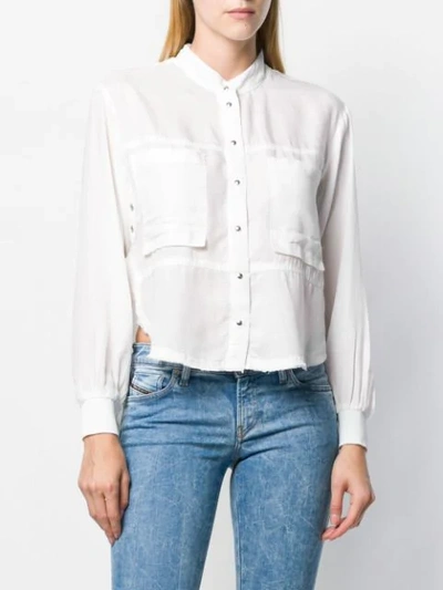 Shop Diesel Fluid Shirt With Knitted Detail In White